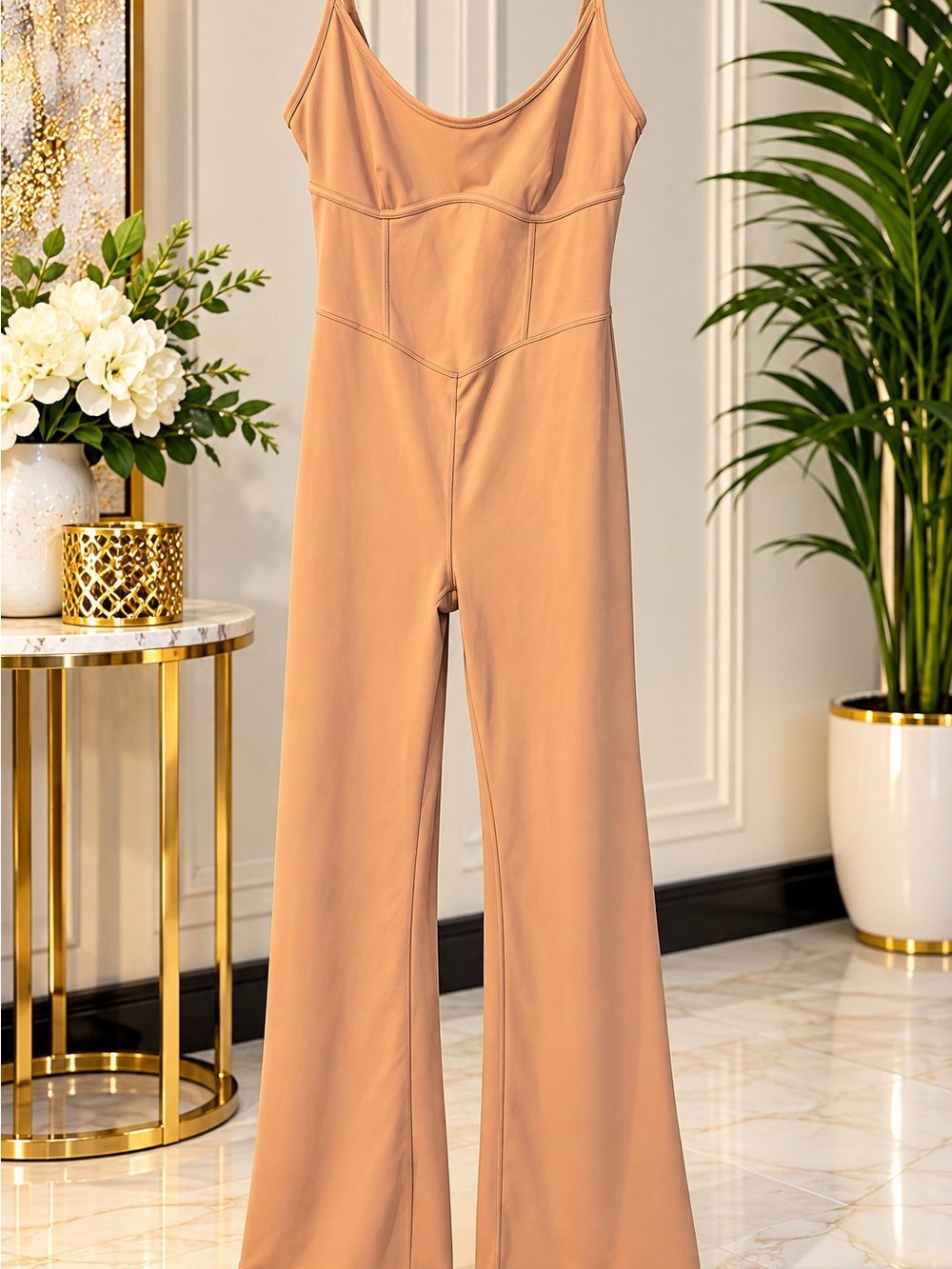 Women's Camel Wide-Leg Jumpsuit